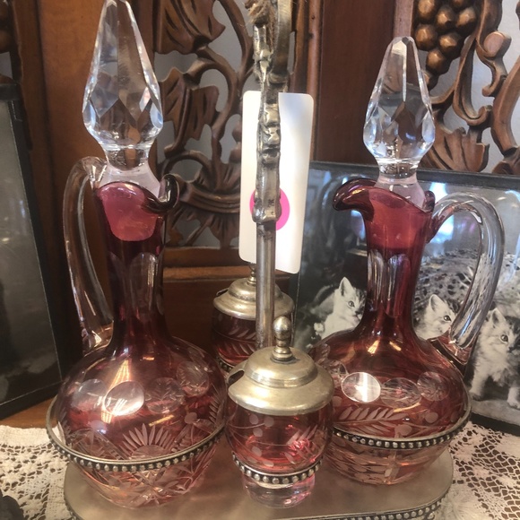 Antique Cranberry table setting